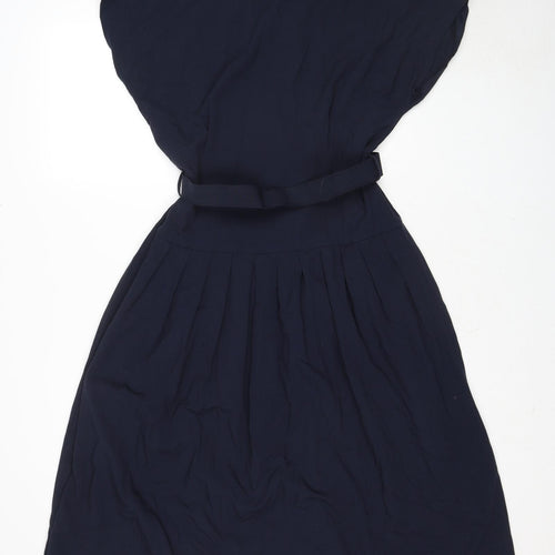 Classics Womens Blue Polyester A-Line Size 14 V-Neck Button