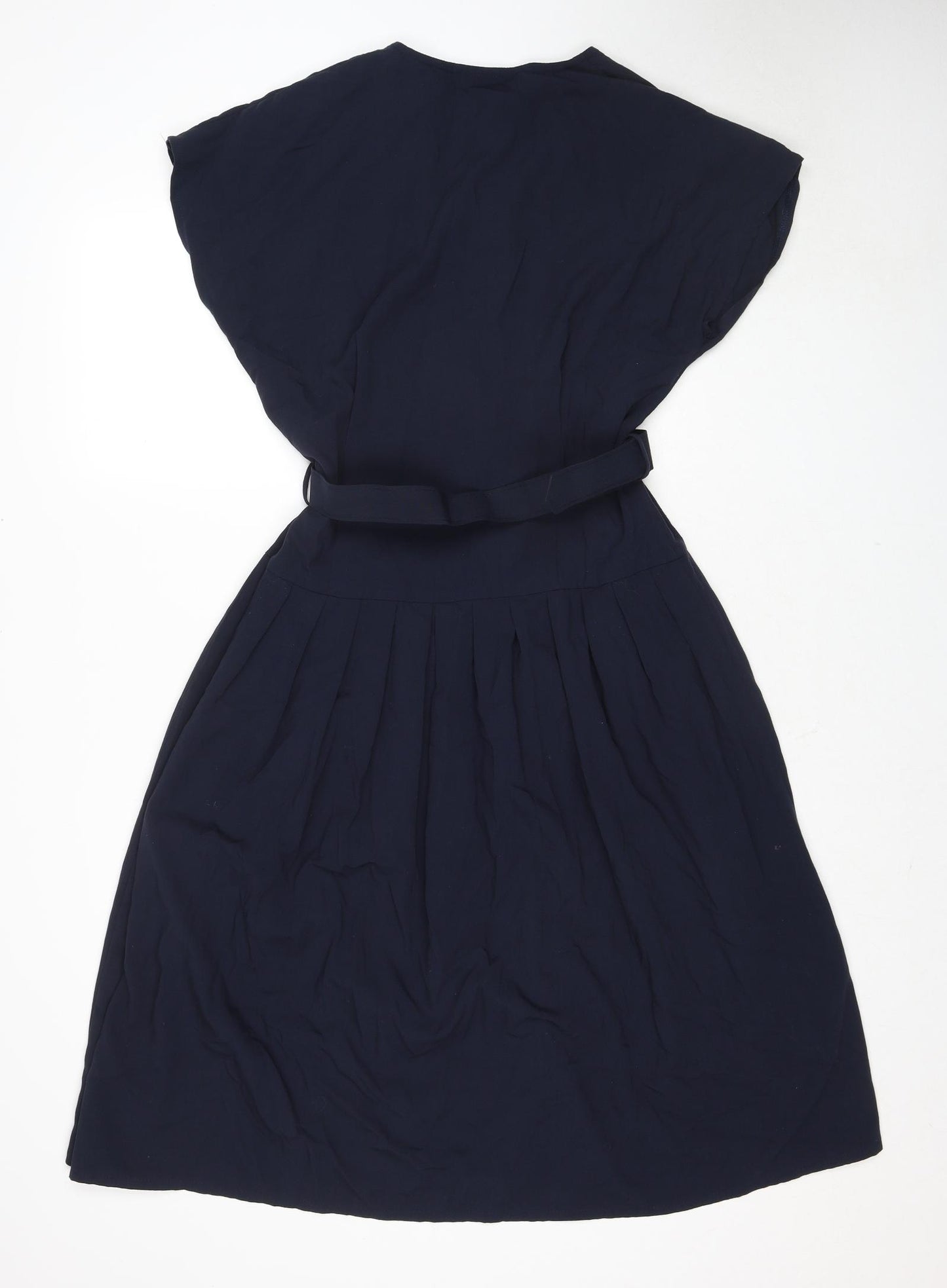 Classics Womens Blue Polyester A-Line Size 14 V-Neck Button