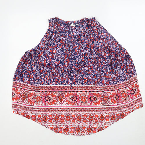 Gap Womens Multicoloured Geometric Polyester Basic Tank Size S Round Neck