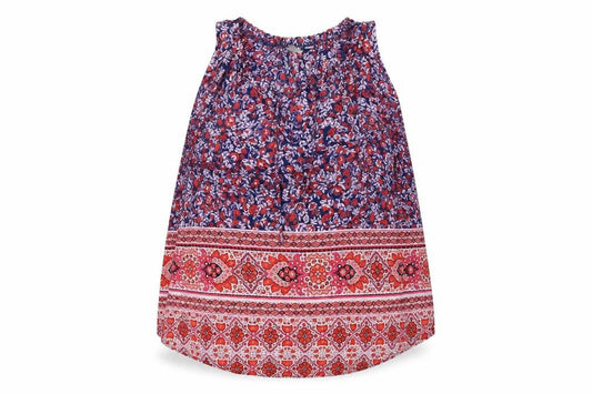 Front view of Gap women’s multicoloured geometric polyester basic tank, size S, round neck