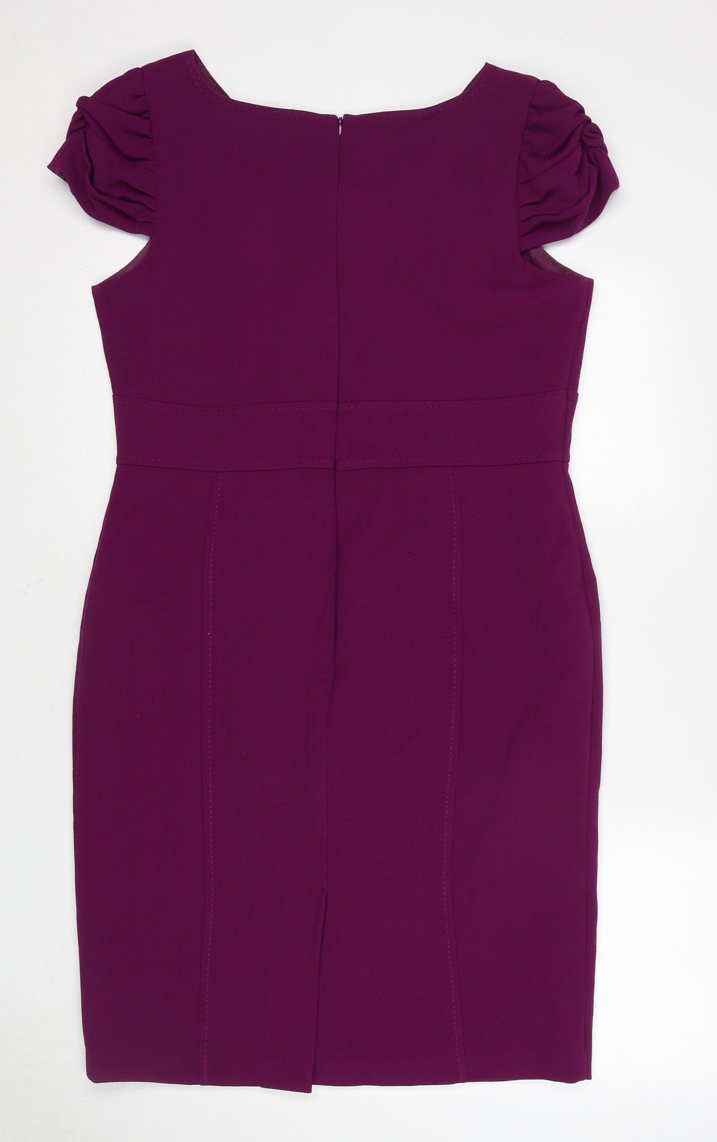 Marks and Spencer Womens Purple Polyester Shift Size 16 V-Neck Zip
