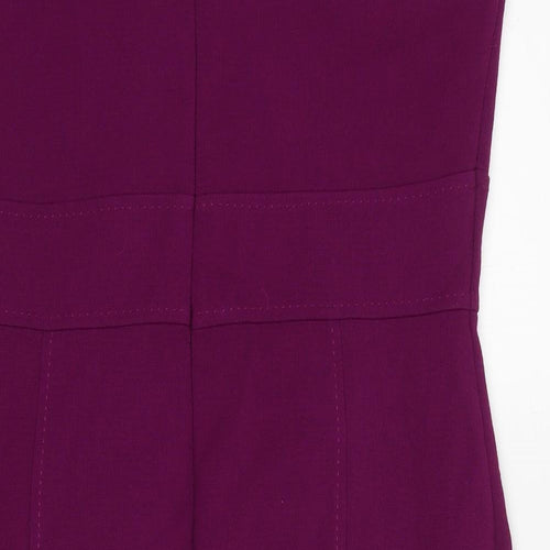 Marks and Spencer Womens Purple Polyester Shift Size 16 V-Neck Zip