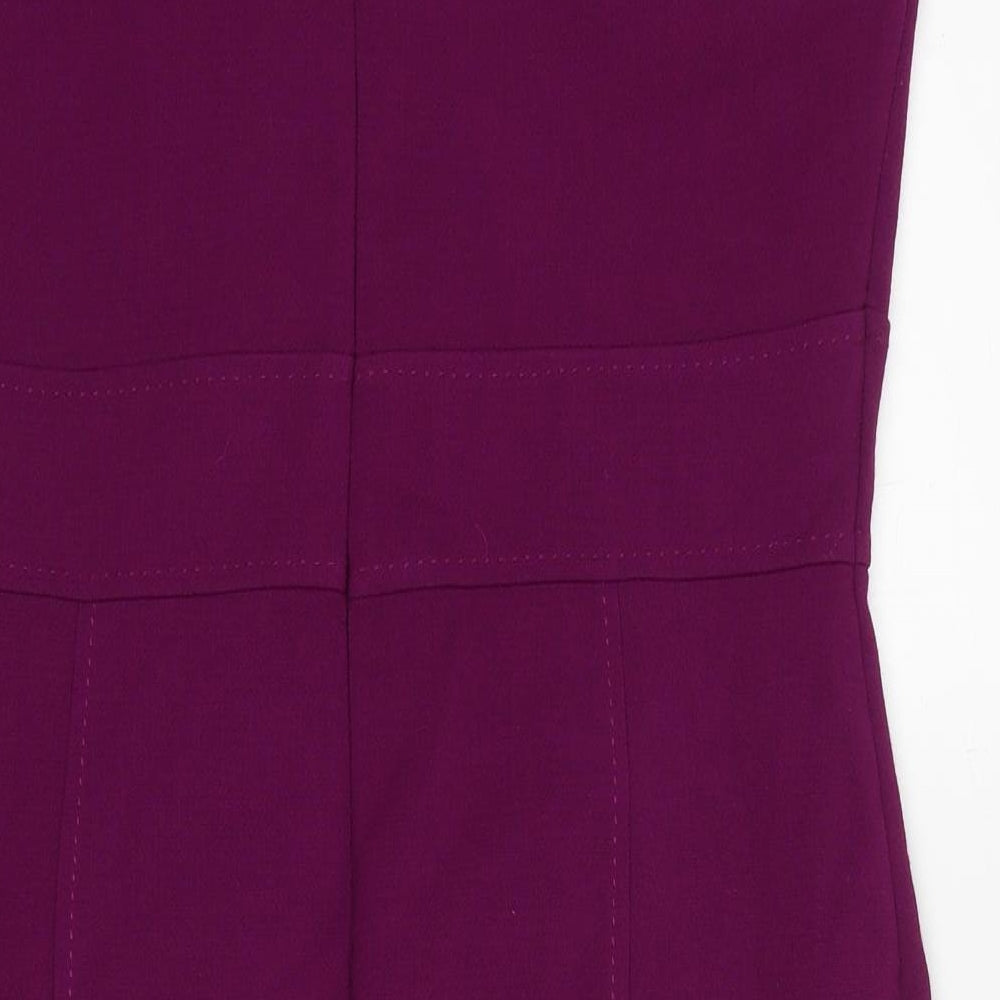 Marks and Spencer Womens Purple Polyester Shift Size 16 V-Neck Zip
