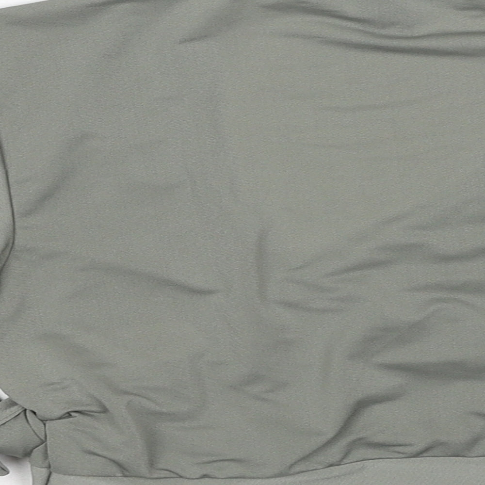 New Look Womens Grey Polyester Wrap Blouse Size 8 V-Neck - Cropped