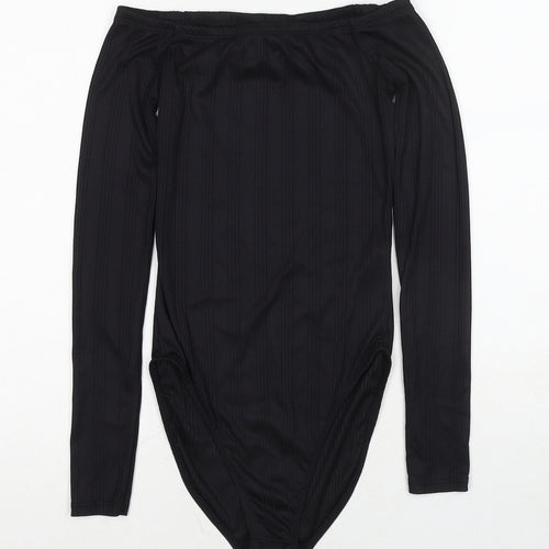 Miss Selfridge Womens Black Polyester Bodysuit One-Piece Size 6 Snap
