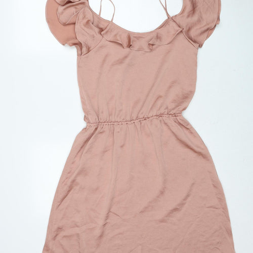 NEXT Womens Beige Polyester A-Line Size 10 V-Neck Pullover - Cold Shoulder