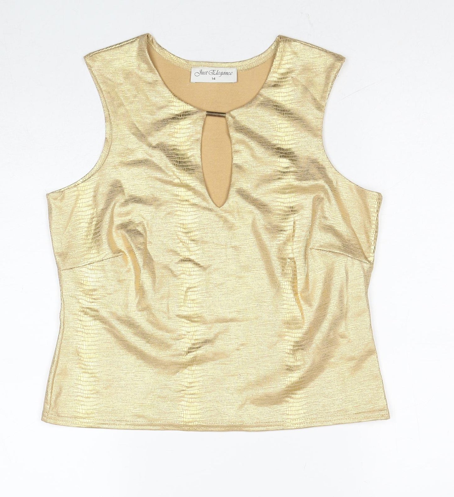 Just Elegance Womens Gold Animal Print Polyester Basic Tank Size 14 Round Neck - Snake Print