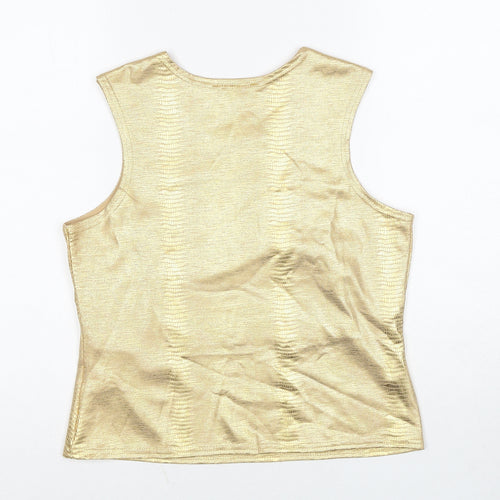 Just Elegance Womens Gold Animal Print Polyester Basic Tank Size 14 Round Neck - Snake Print
