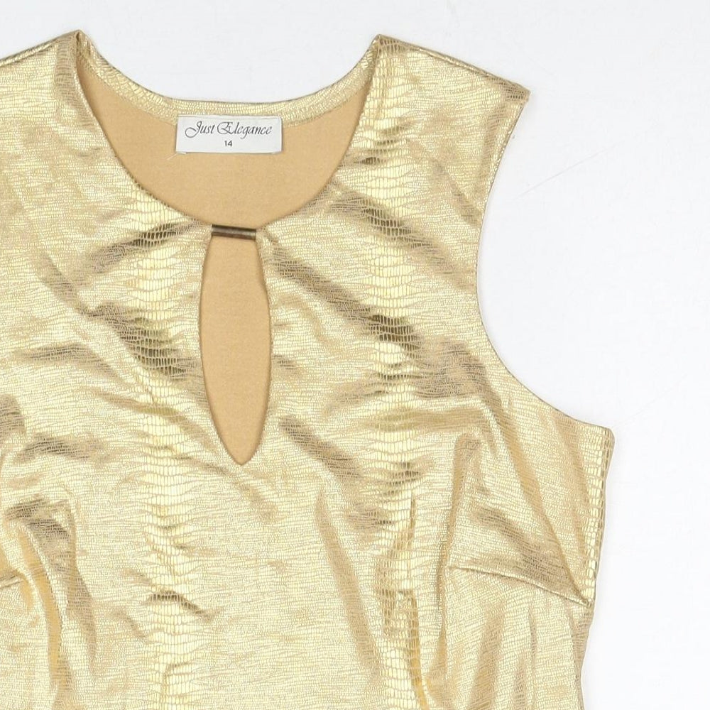 Just Elegance Womens Gold Animal Print Polyester Basic Tank Size 14 Round Neck - Snake Print