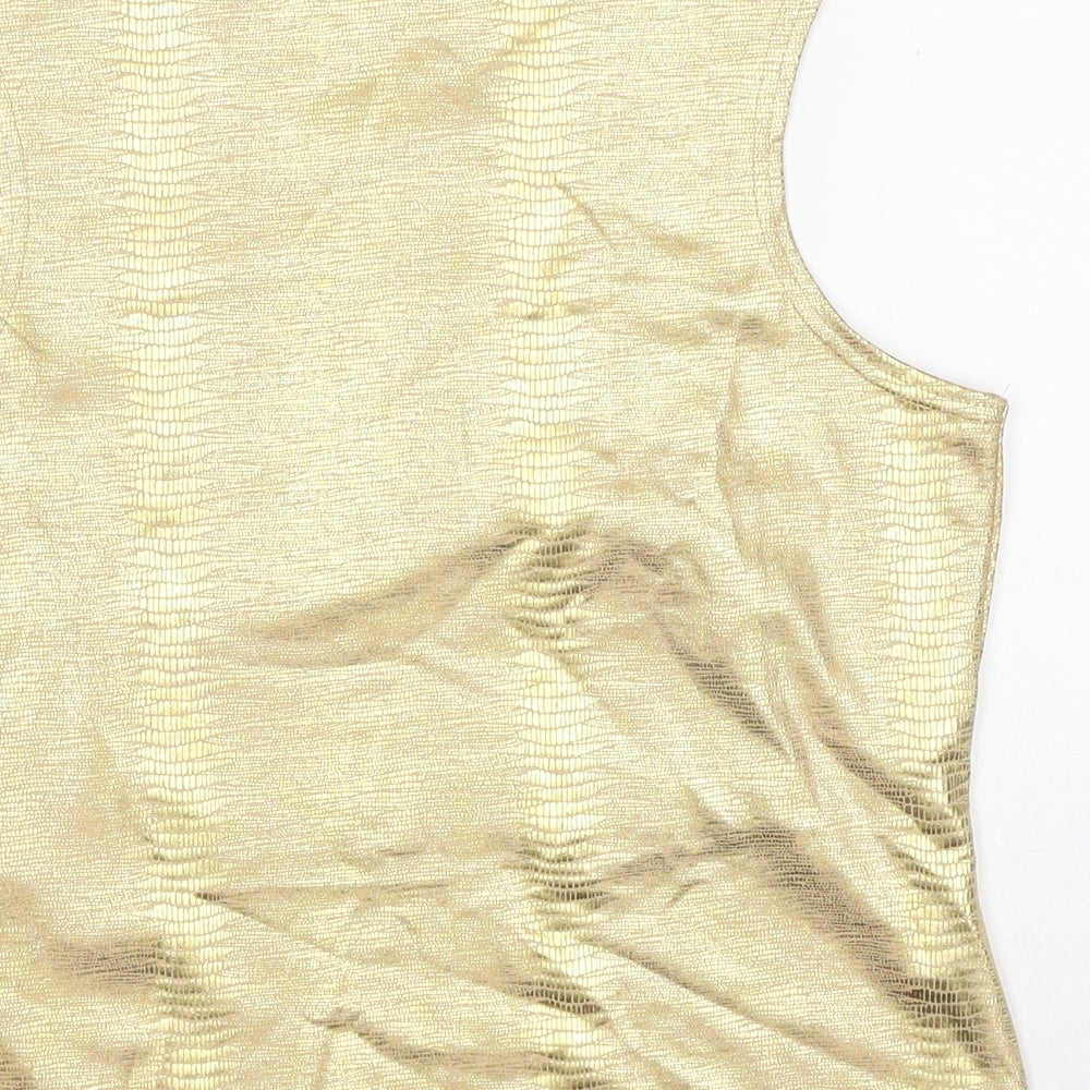 Just Elegance Womens Gold Animal Print Polyester Basic Tank Size 14 Round Neck - Snake Print