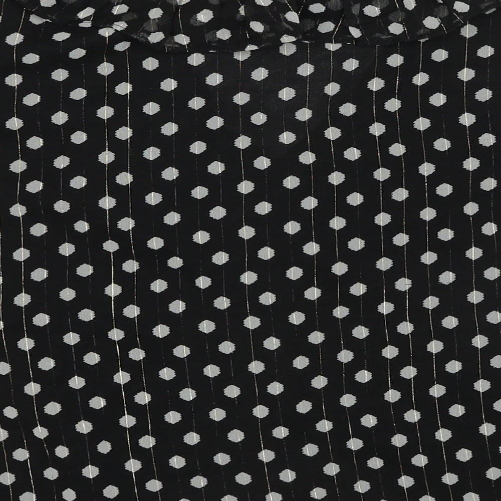 River Island Womens Black Polka Dot Polyester Basic Blouse Size 14 V-Neck
