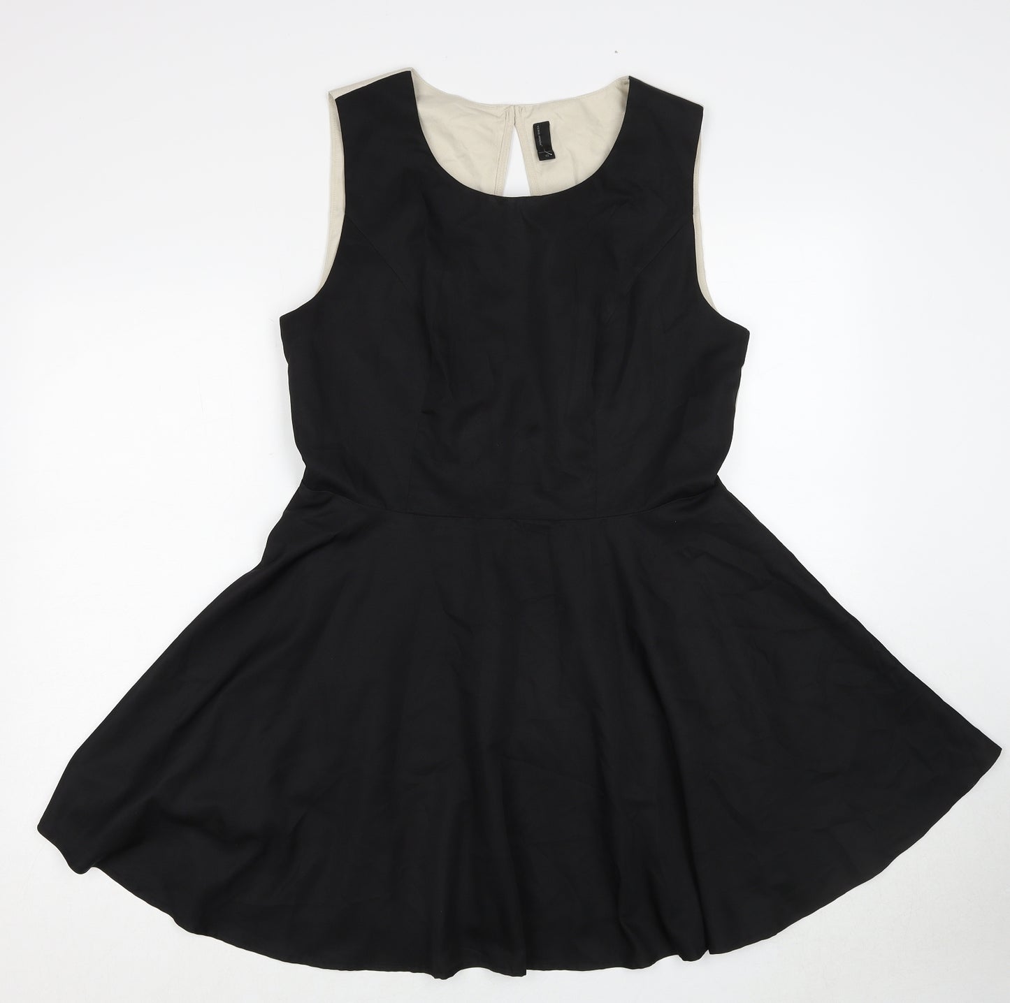 VERO MODA Womens Black Colourblock Polyester Fit & Flare Size 14 Round Neck Zip