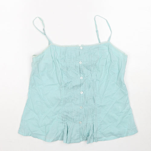 Monsoon Womens Blue Cotton Basic Tank Size 12 Square Neck