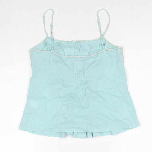 Monsoon Womens Blue Cotton Basic Tank Size 12 Square Neck