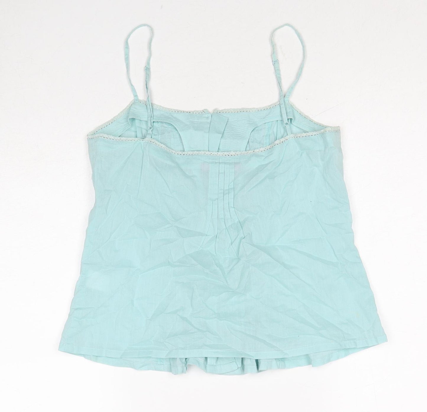 Monsoon Womens Blue Cotton Basic Tank Size 12 Square Neck