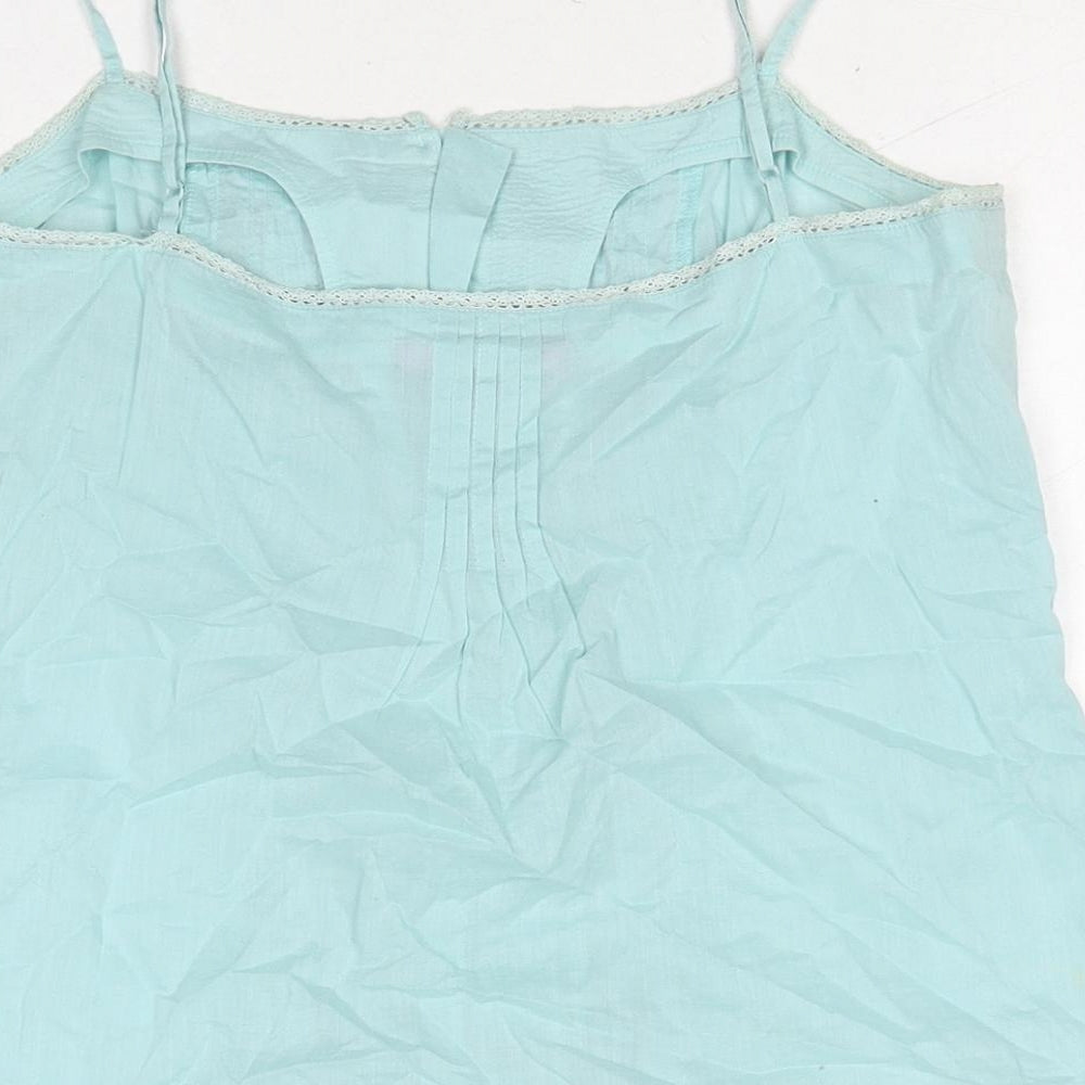 Monsoon Womens Blue Cotton Basic Tank Size 12 Square Neck