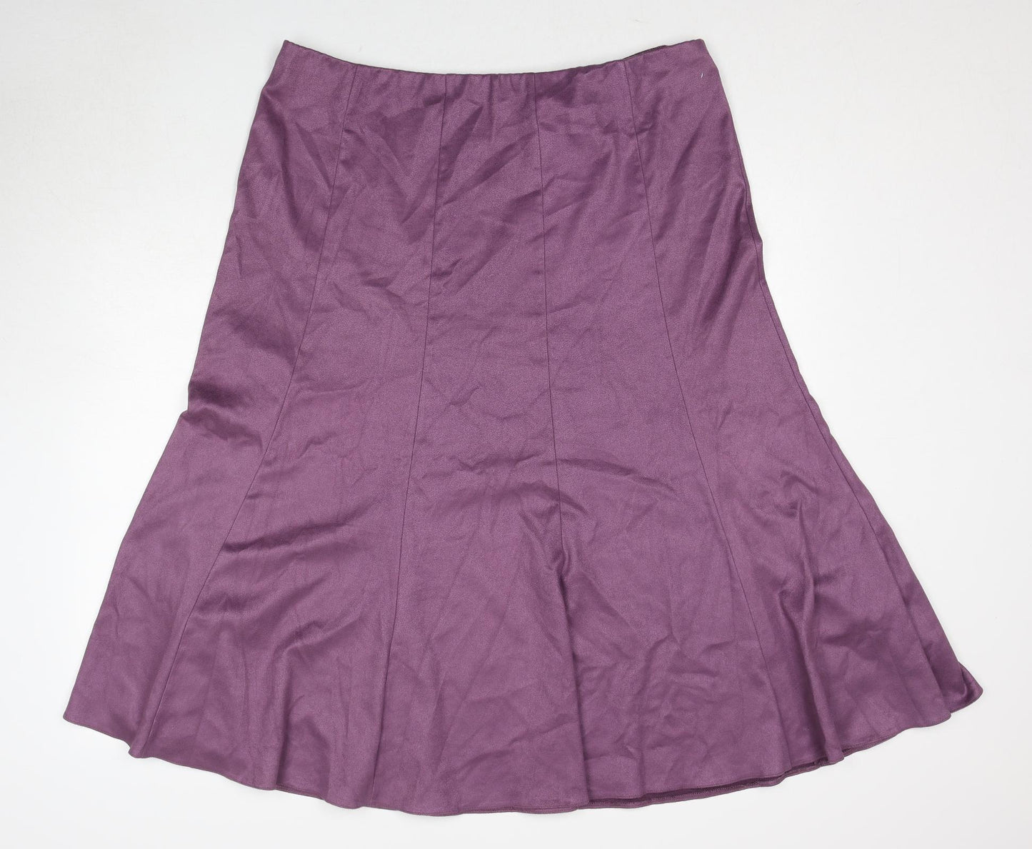 Marks and Spencer Womens Purple Polyester Swing Skirt Size 20 Zip