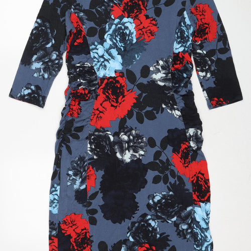 Phase Eight Womens Multicoloured Floral Viscose Shift Size 16 Round Neck Zip