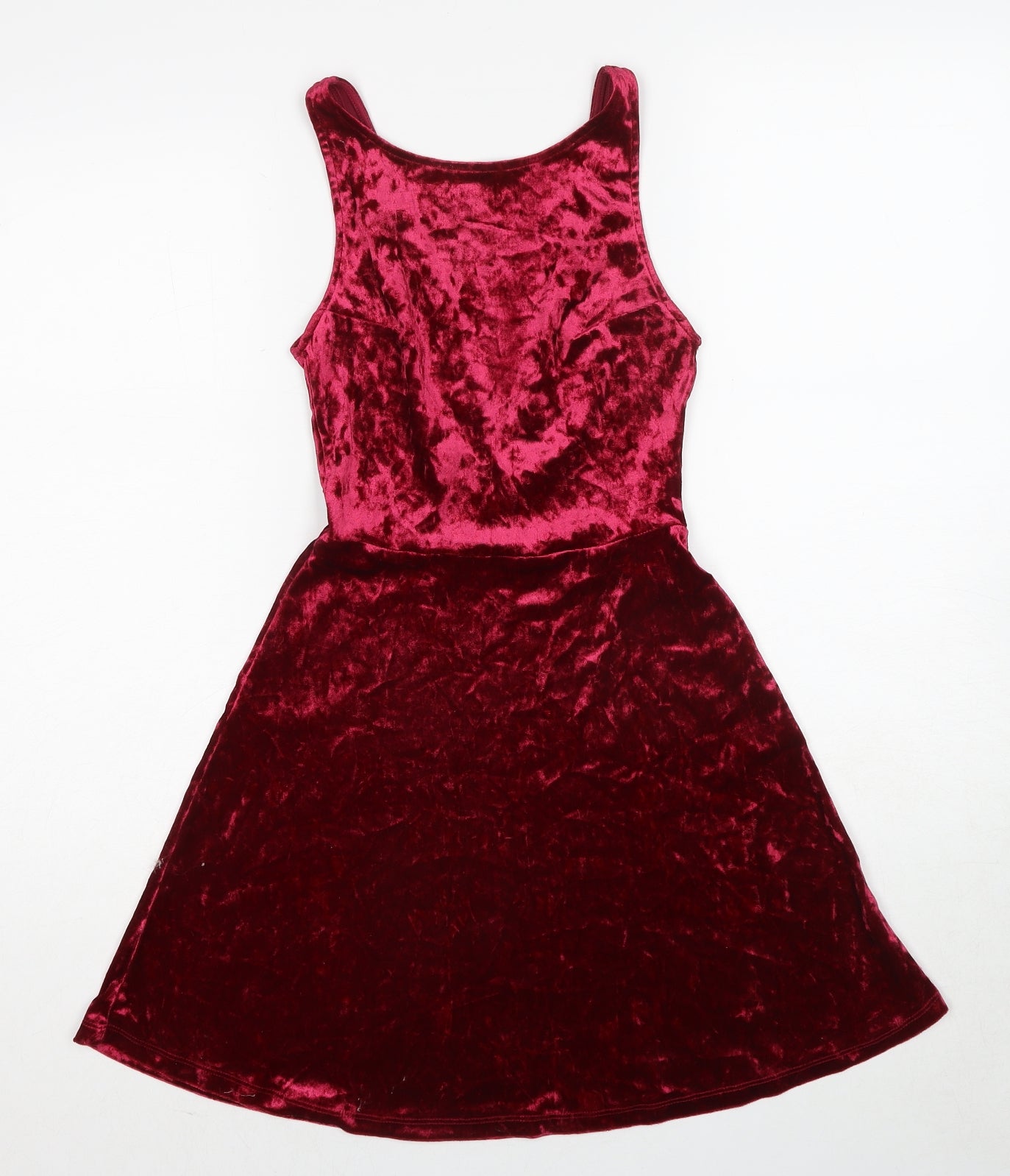 H&M Womens Red Polyester Fit & Flare Size 6 Round Neck Pullover