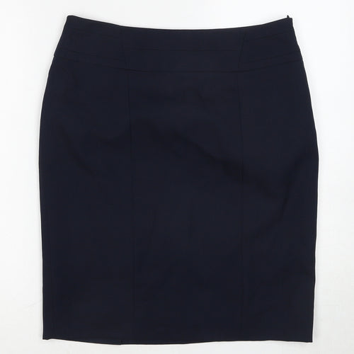 Debenhams Womens Blue Polyester Straight & Pencil Skirt Size 12 Zip