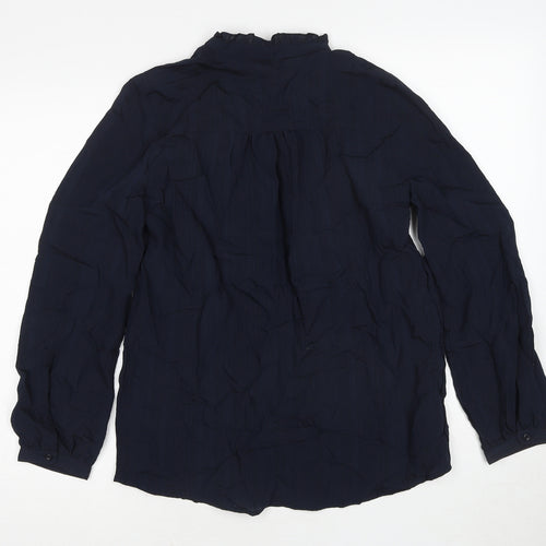 NEXT Womens Blue Viscose Basic Button-Up Size 8 Round Neck