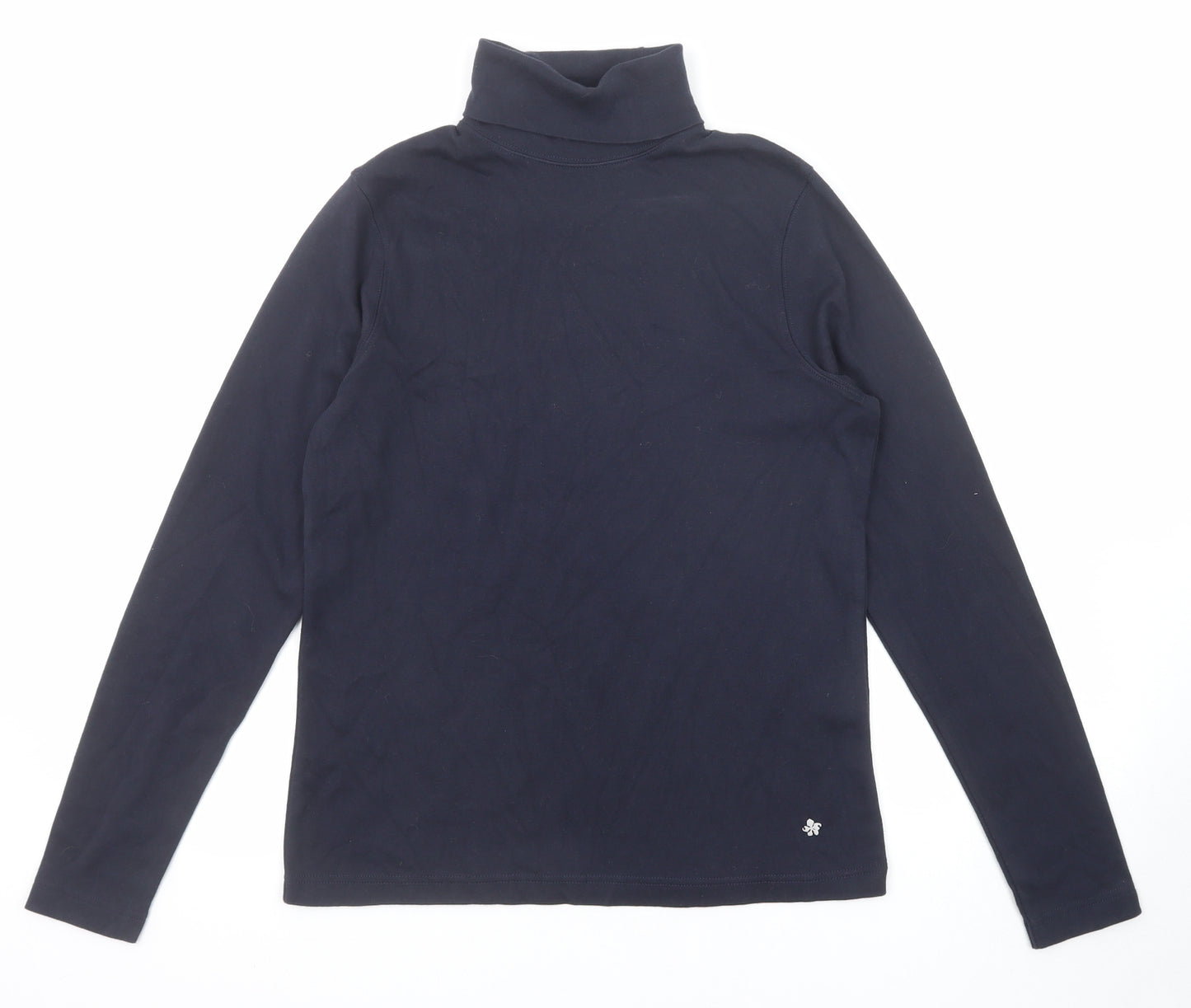 Alice Collins Womens Black Cotton Basic T-Shirt Size 10 Roll Neck