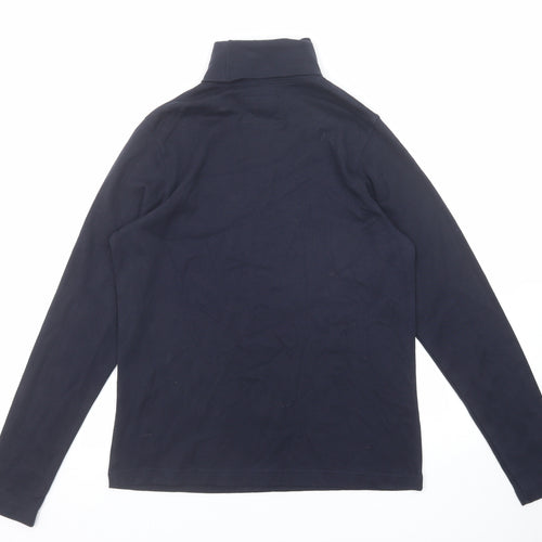 Alice Collins Womens Black Cotton Basic T-Shirt Size 10 Roll Neck