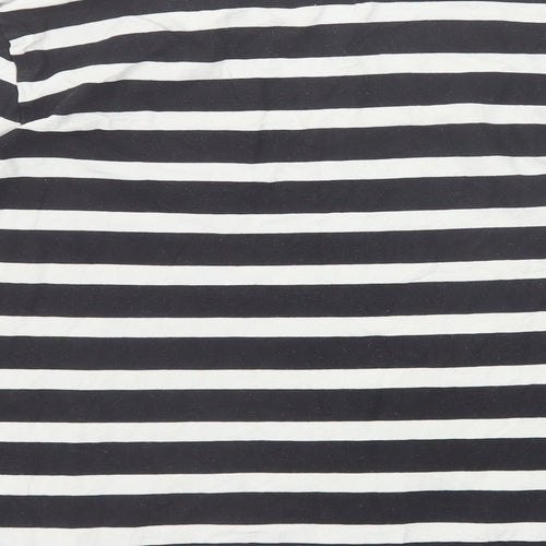 Joanie Womens Black Striped Cotton Basic T-Shirt Size S Round Neck