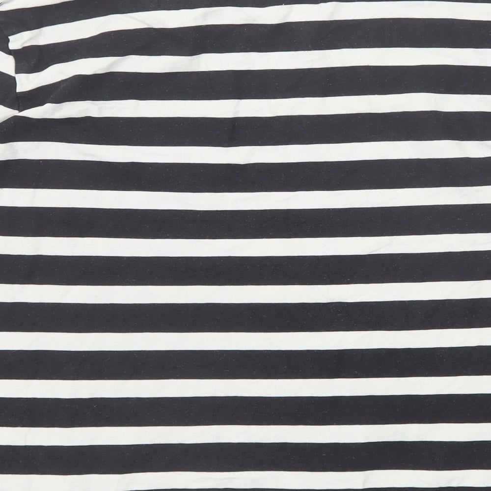 Joanie Womens Black Striped Cotton Basic T-Shirt Size S Round Neck