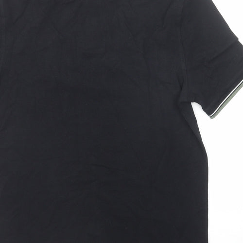 Marks and Spencer Mens Black Cotton Polo Size S Collared Button