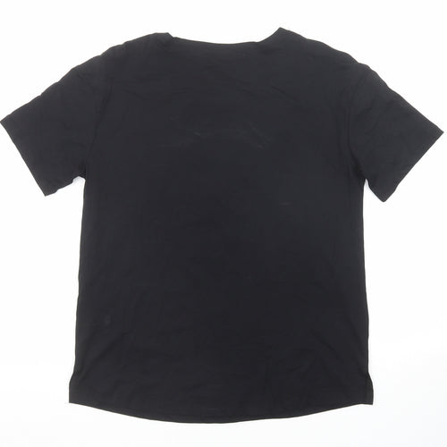 Select Womens Black Cotton Basic T-Shirt Size M Round Neck - Rose