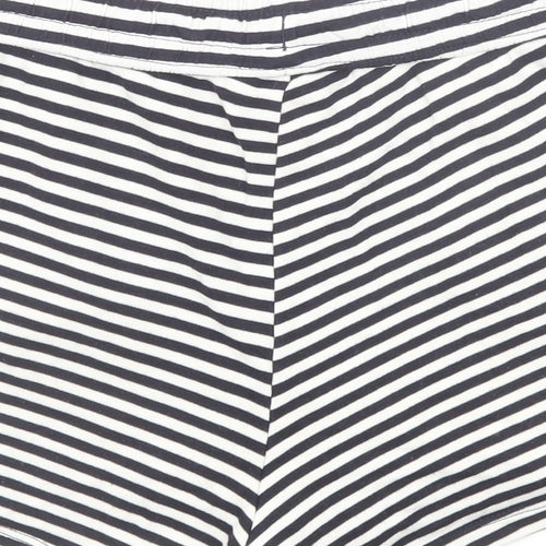H&M Womens Black Striped Cotton Sweat Shorts Size M Regular Drawstring