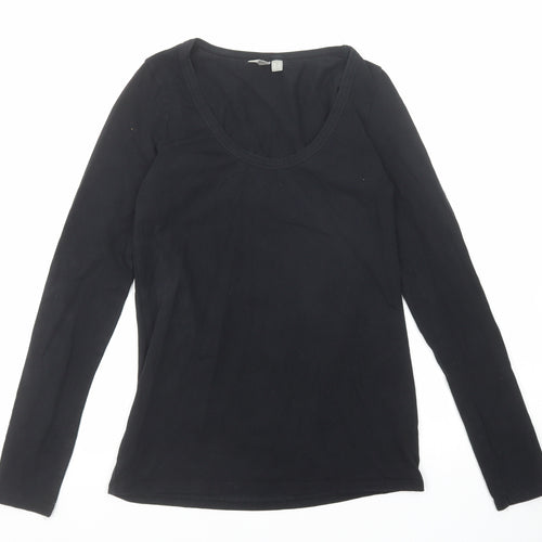 ASOS Womens Black Cotton Basic T-Shirt Size 8 Scoop Neck