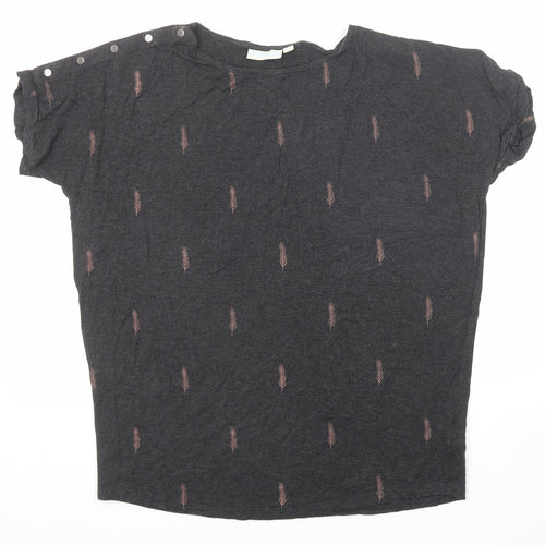 JoJo Maman Bébé Womens Black Geometric Viscose Basic T-Shirt Size M Crew Neck