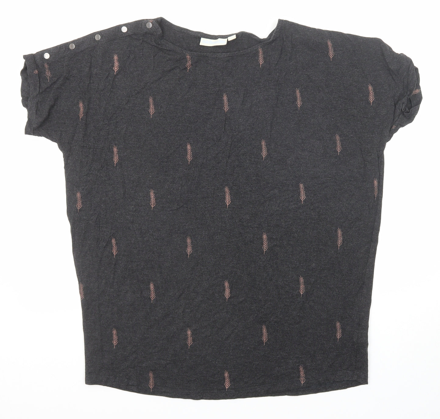 JoJo Maman Bébé Womens Black Geometric Viscose Basic T-Shirt Size M Crew Neck