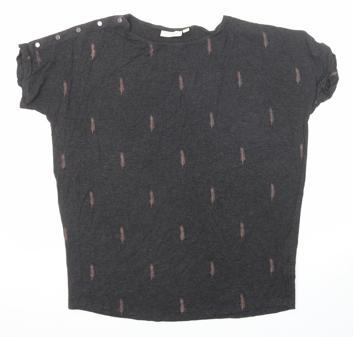 JoJo Maman Bébé Womens Black Geometric Viscose Basic T-Shirt Size M Crew Neck