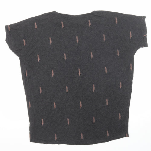 JoJo Maman Bébé Womens Black Geometric Viscose Basic T-Shirt Size M Crew Neck