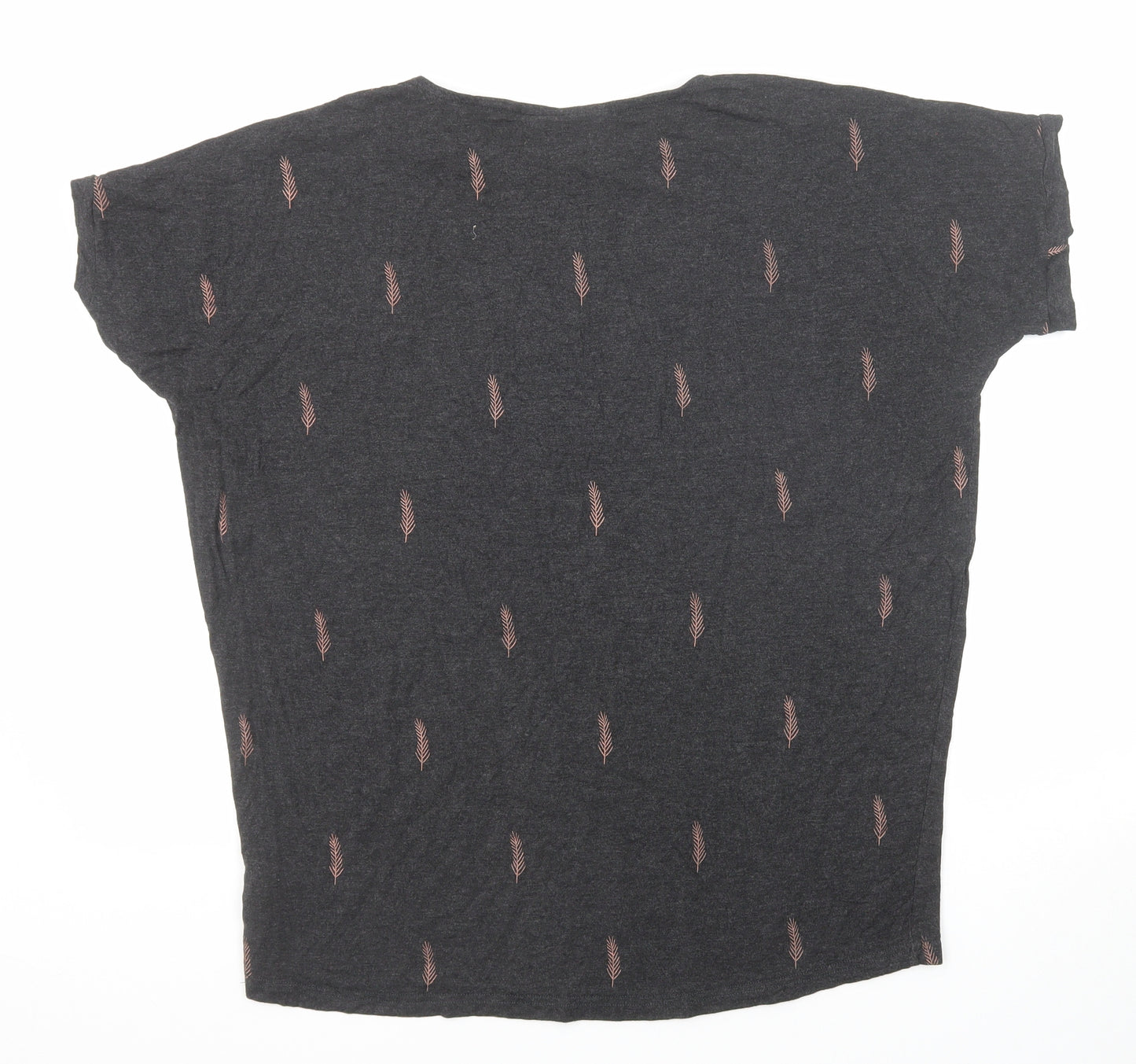JoJo Maman Bébé Womens Black Geometric Viscose Basic T-Shirt Size M Crew Neck