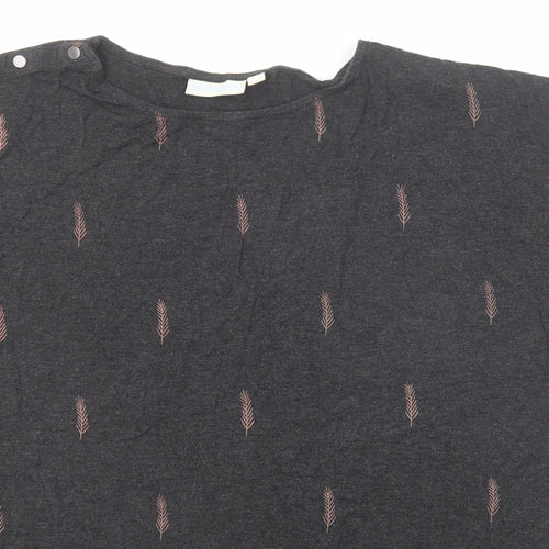 JoJo Maman Bébé Womens Black Geometric Viscose Basic T-Shirt Size M Crew Neck