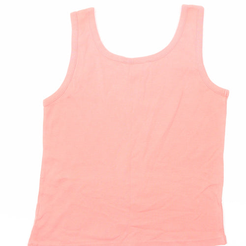 BHS Womens Pink Cotton Basic Tank Size 14 Scoop Neck