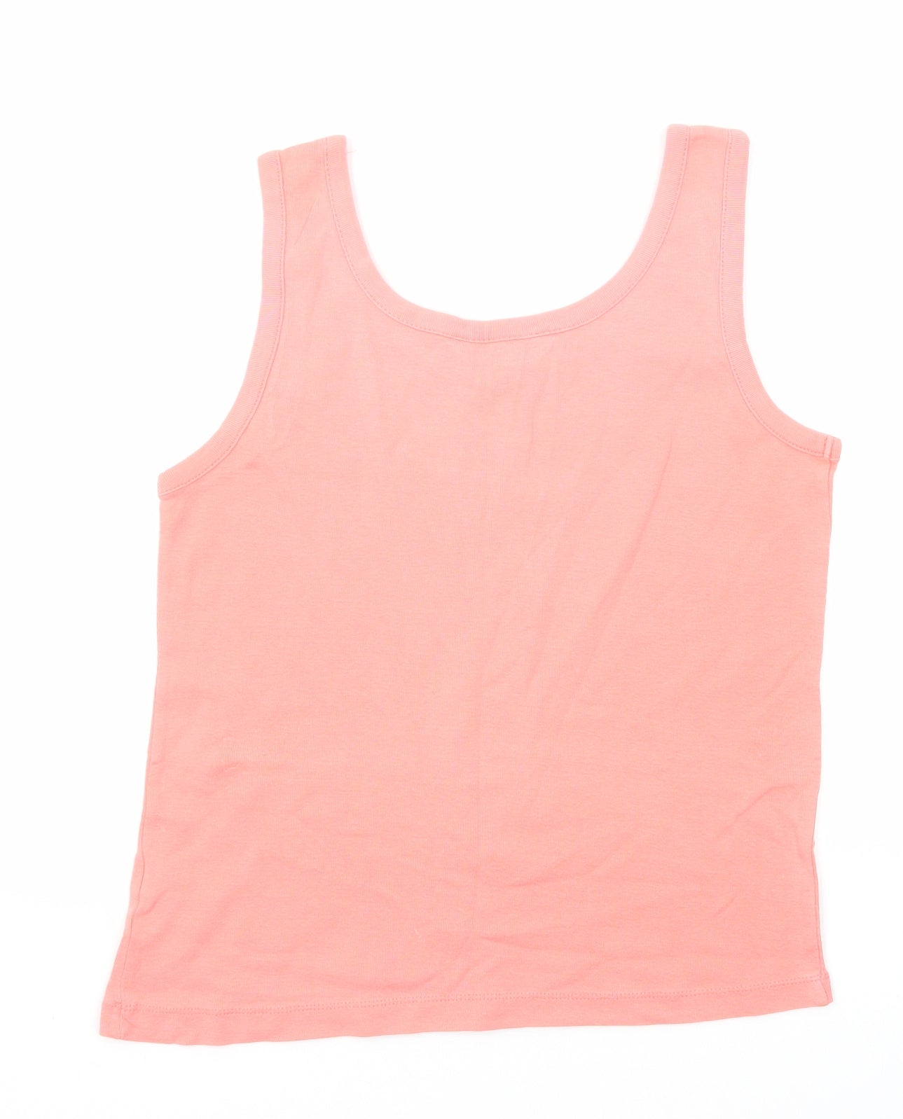 BHS Womens Pink Cotton Basic Tank Size 14 Scoop Neck