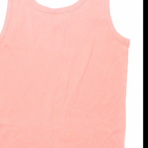 BHS Womens Pink Cotton Basic Tank Size 14 Scoop Neck