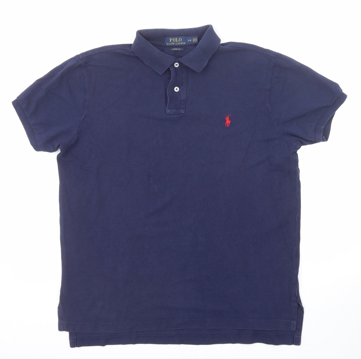 Polo Ralph Lauren Mens Blue Cotton Polo Size L Collared Button