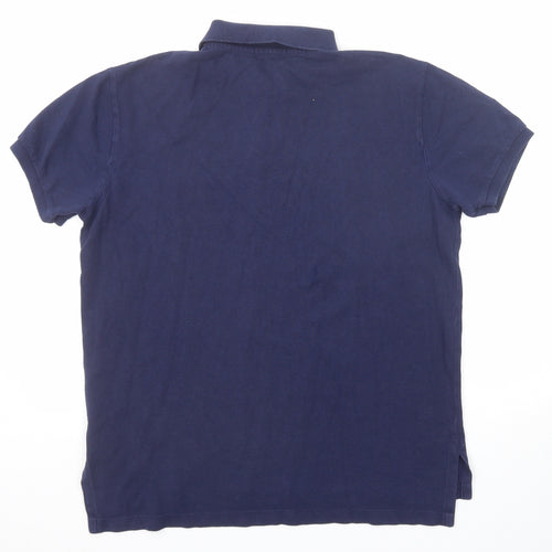 Polo Ralph Lauren Mens Blue Cotton Polo Size L Collared Button