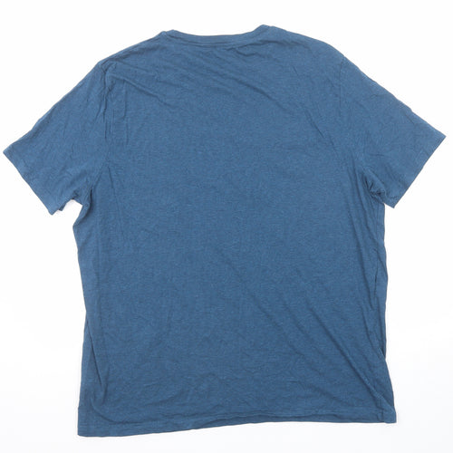 Marks and Spencer Mens Blue Cotton T-Shirt Size 2XL Round Neck