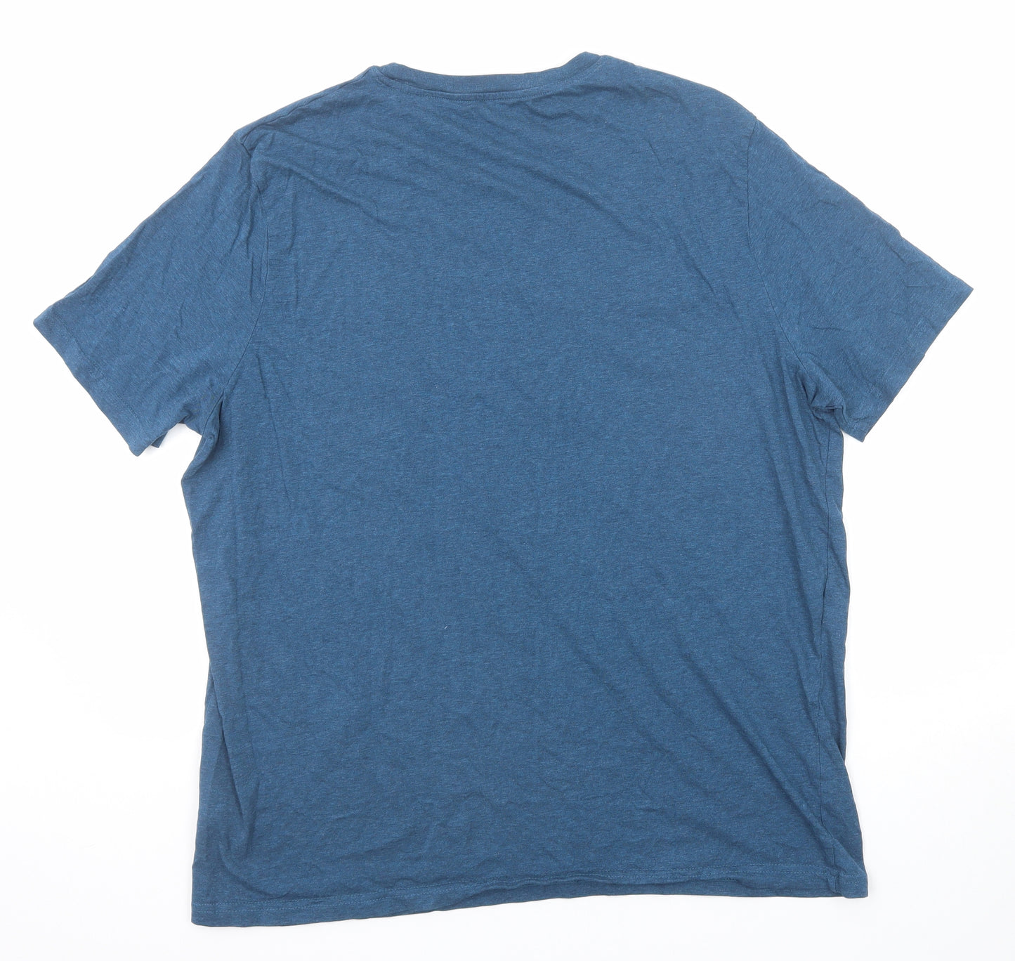 Marks and Spencer Mens Blue Cotton T-Shirt Size 2XL Round Neck
