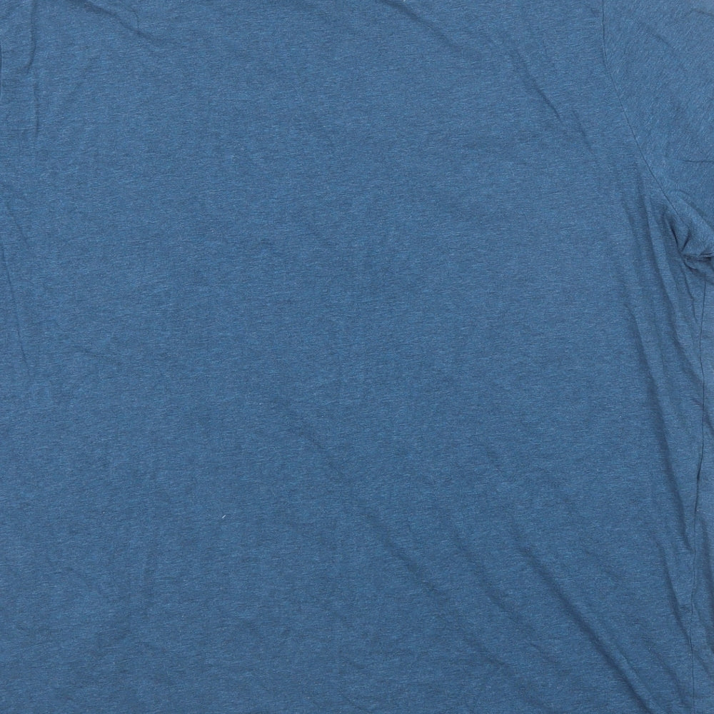 Marks and Spencer Mens Blue Cotton T-Shirt Size 2XL Round Neck