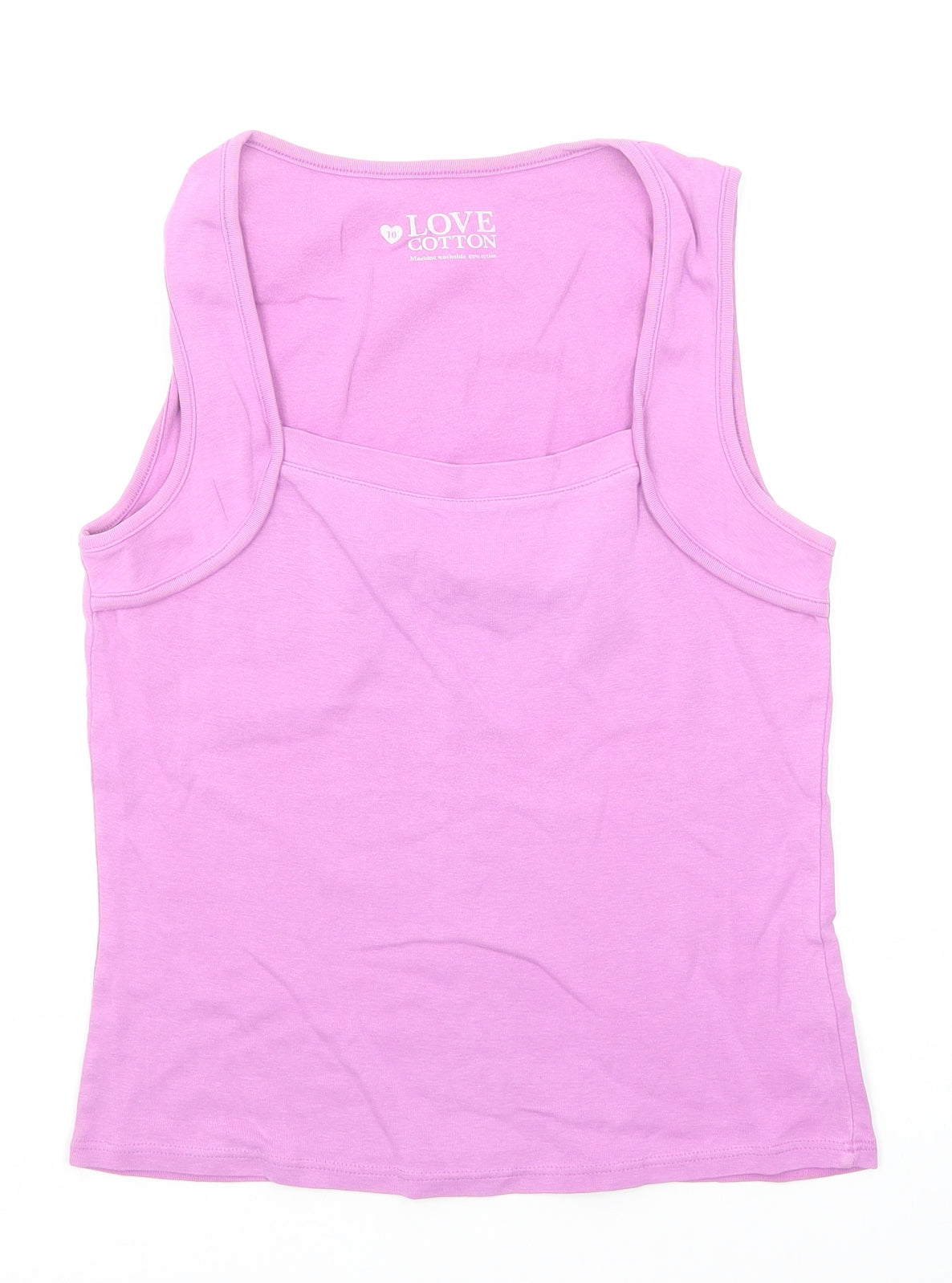 BHS Womens Purple Cotton Basic Tank Size 10 Square Neck