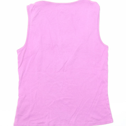 BHS Womens Purple Cotton Basic Tank Size 10 Square Neck