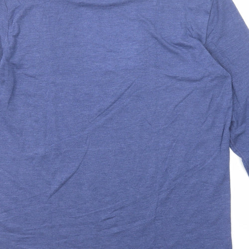 Marks and Spencer Mens Blue Polyester T-Shirt Size M Round Neck